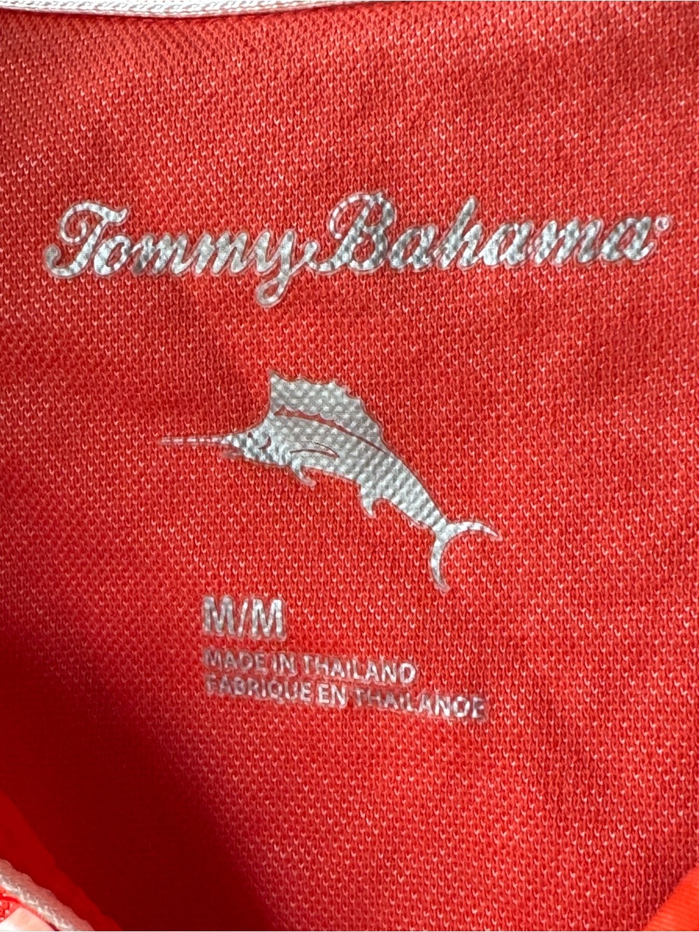 Tommy Bahama Coral-Orange Polo Shirt medium Euc - Picture 5 of 7